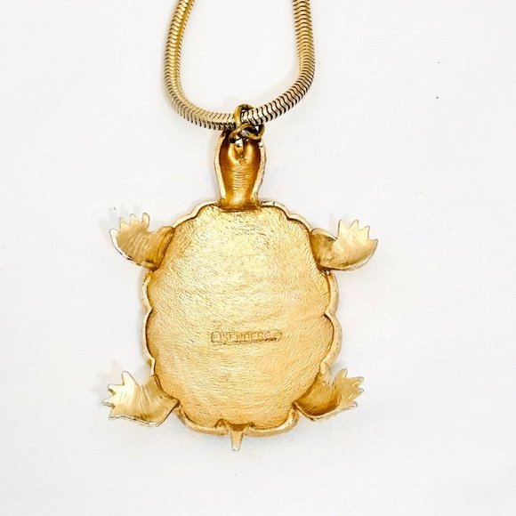 Rare Vintage Eisenberg Enameled Turtle Pendant Necklace - Excellent - Picture 8 of 11